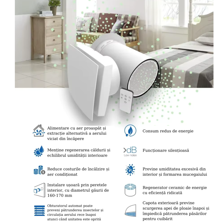 Sistem de ventilare cu recuperare de căldură Holtop AV-TTW6  64 m³